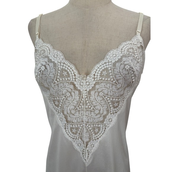 Vtg 80s Vassarette Satin Lace Teddy Romper Slip Lingerie Bridal Sz 36 Ivory - Picture 3 of 9